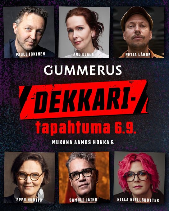 KUTSU: Tule tapaamaan Gummeruksen dekkaristeja lauantaina 6.9. klo 13